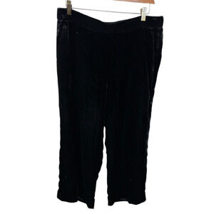 J. CREW NEW Peyton Velvet Pants Black Wide Leg Pull On Size 14 Quiet Luxury